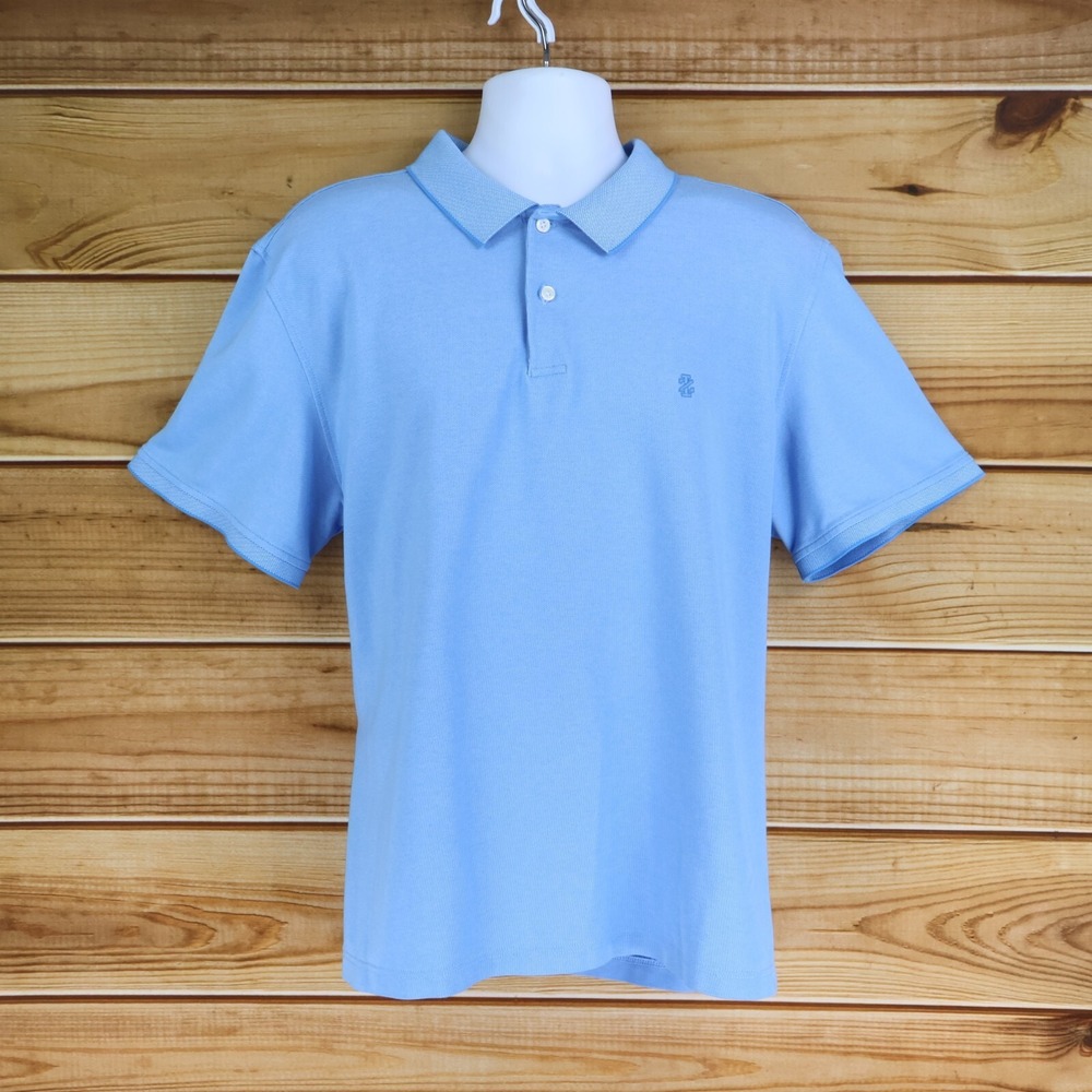 IZOD Polo Golf Shirt Mens XXL Light Blue Cotton Blend Short Sleeves All Seasons